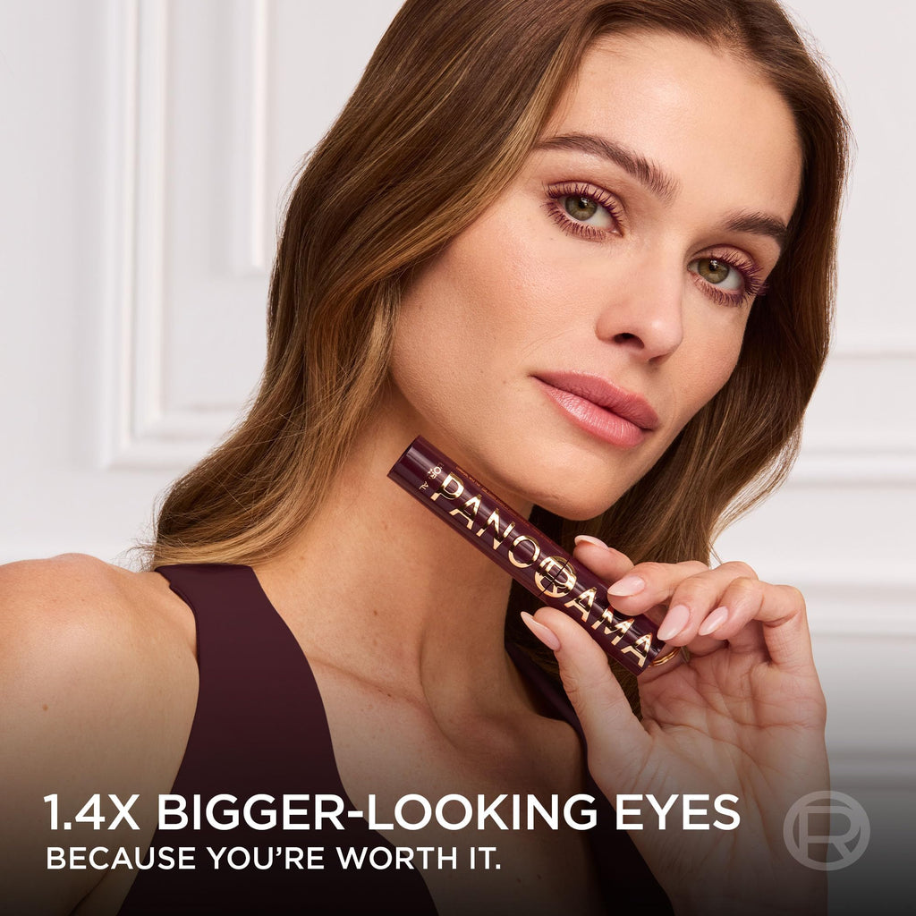 L'Oreal Paris Voluminous Panorama Mascara, Volumizing and Lengthening Formula, Longwear, Smudge-Resistant and Washable, All Night Black Mascara, 0.33 Fl Oz