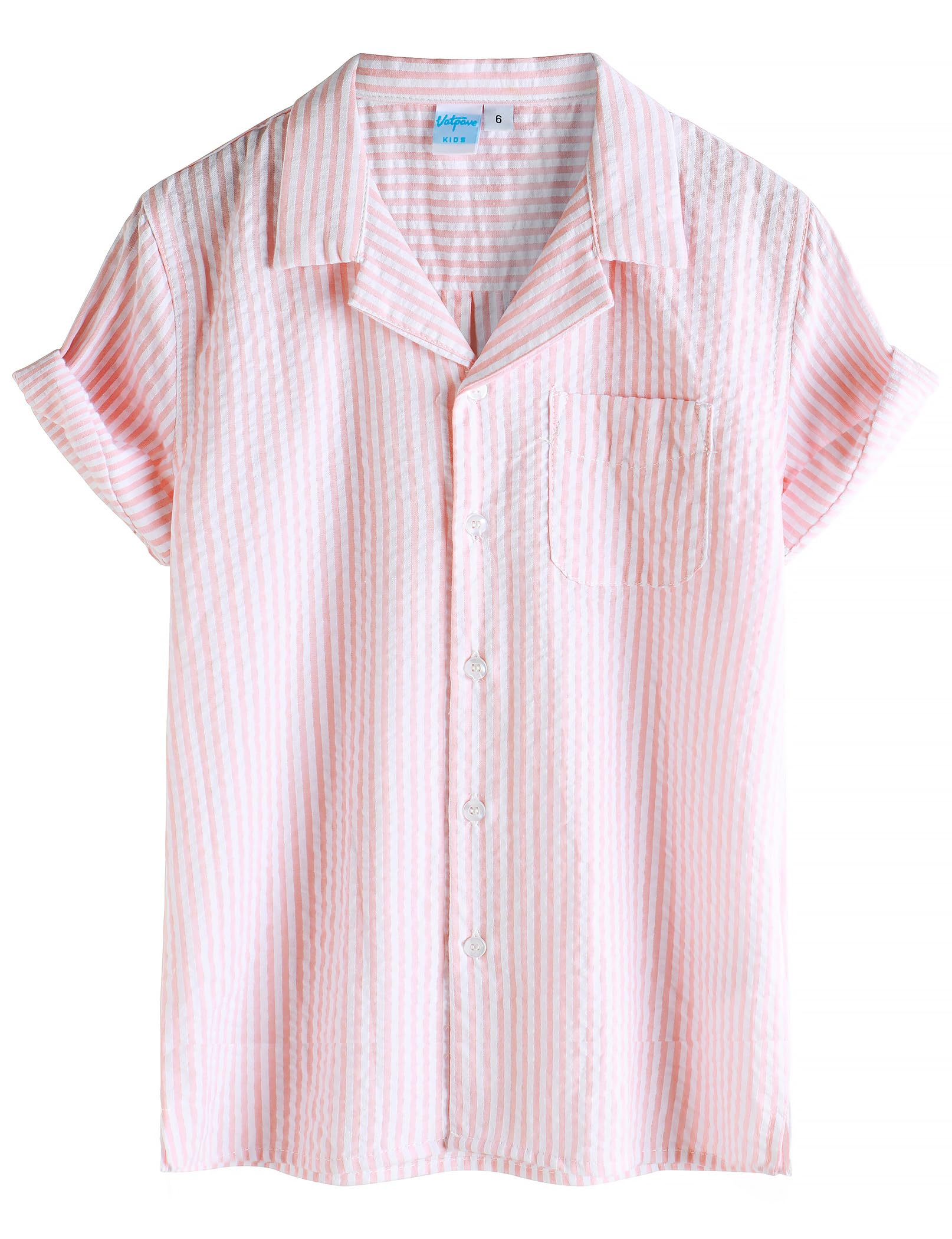 VATPAVE Boys Button Down Shirt Short Sleeve Casual Hawaiian Shirt Cuban Collar Summer Beach Shirts with Pocket