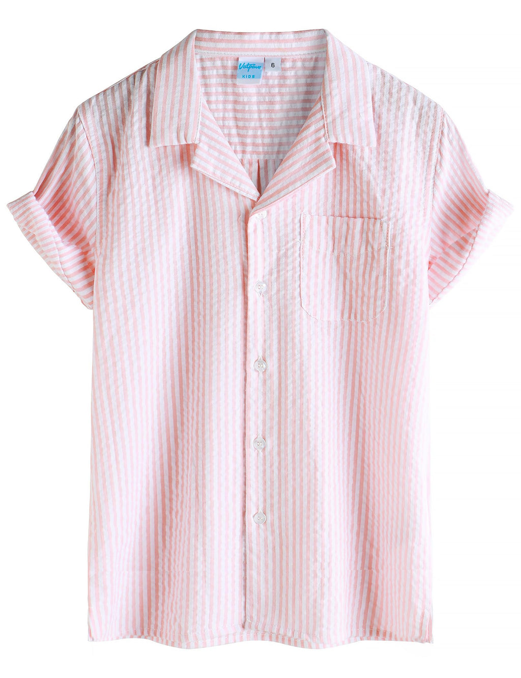 VATPAVE Boys Button Down Shirt Short Sleeve Casual Hawaiian Shirt Cuban Collar Summer Beach Shirts with Pocket