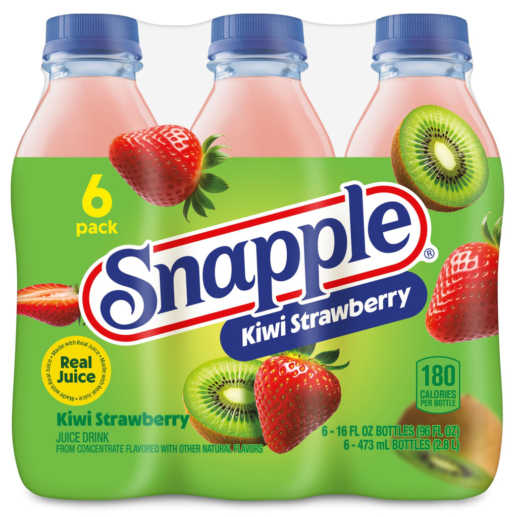 Snapple Apple Juice Drink, 16 fl oz recycled plastic bottle, 6 pack