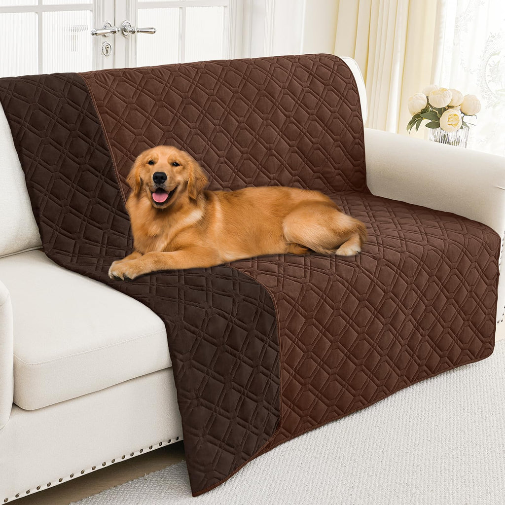 Smiry Waterproof Dog Bed Cover Pet Blanket, Soft Washable Dog Blanket for Furniture Bed Couch Sofa Reversible, Checkered (30"x53", Beige/Beige)