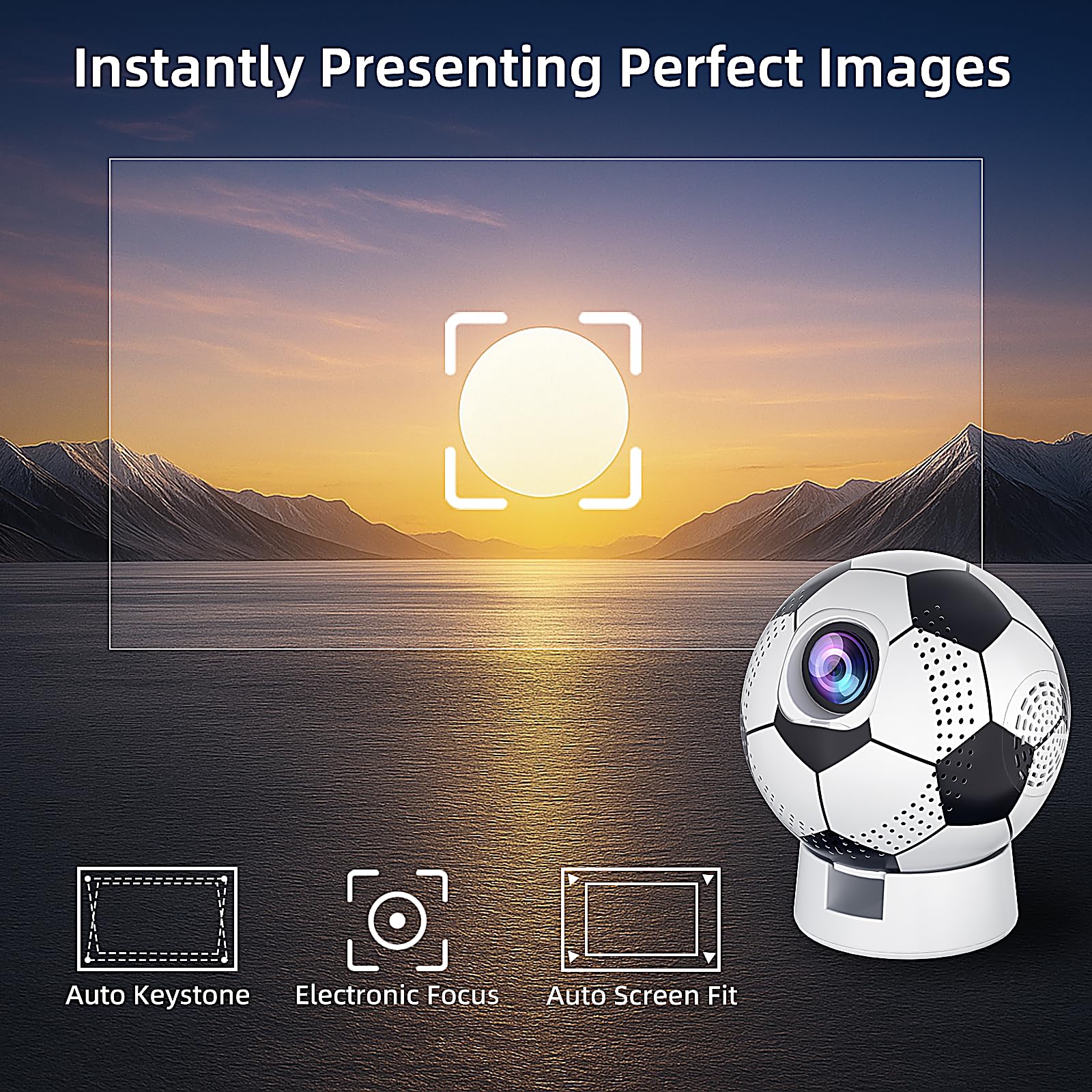 World Cup 2026 Projector with WiFi and Bluetooth, Portable Outdoor Movie Projector Compatible with Smartphone, Fire TV Stick, HDMI, USB