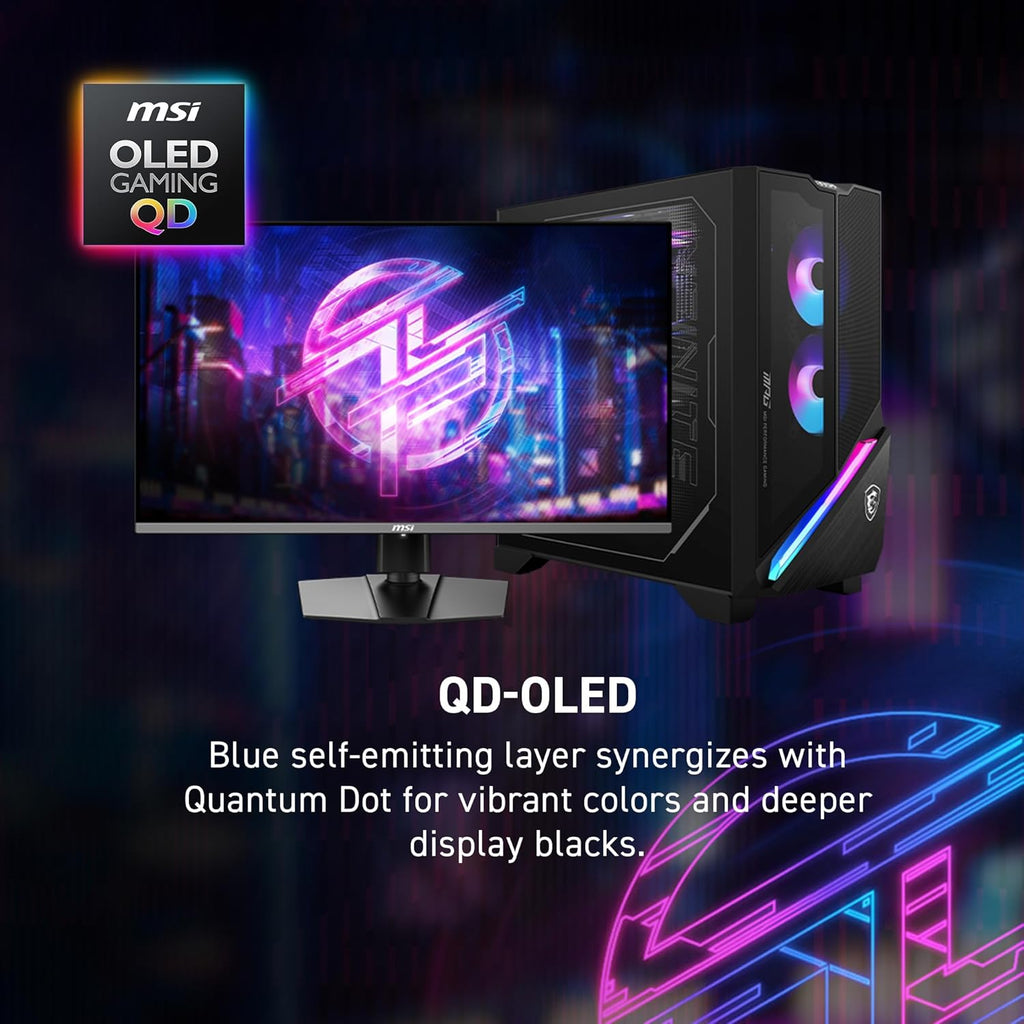 msi MPG 272URX QD-OLED 27 Inch 4K UHD Gaming Monitor - 3840 x 2160 QD-OLED Panel, EL Gen3, 240Hz / 0.03ms, 99% DCI-P3, DisplayHDR True Black 400, KVM, DP 2.1a, HDMI 2.1, USB Type-C 98W