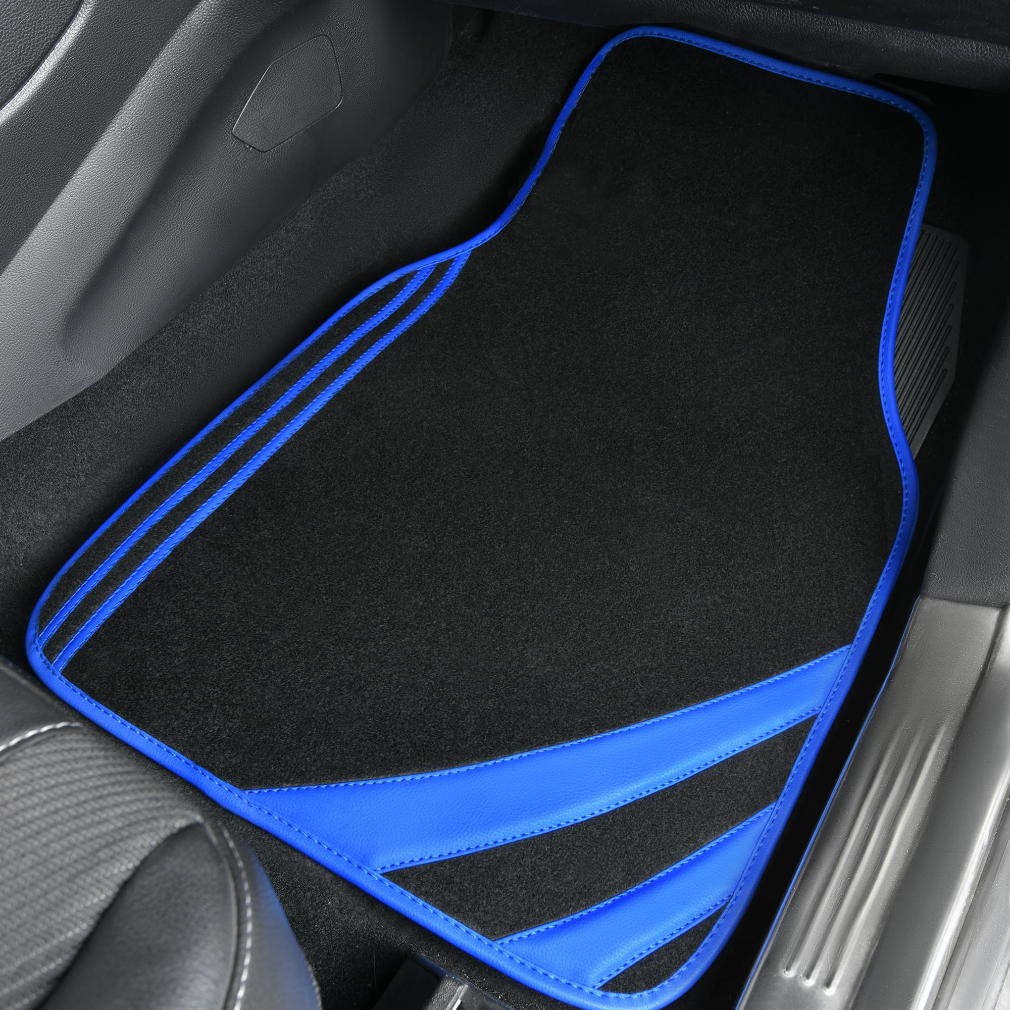 CAR PASS Car Seat Covers Full Set for Women Girls with Waterproof Car Floor Mats,Anti-Slip Leather Steering Wheel Cover,Universal Fit for SUVs,Vans,Trucks,Sedans,Cars (Combo Set,Black & Pink)