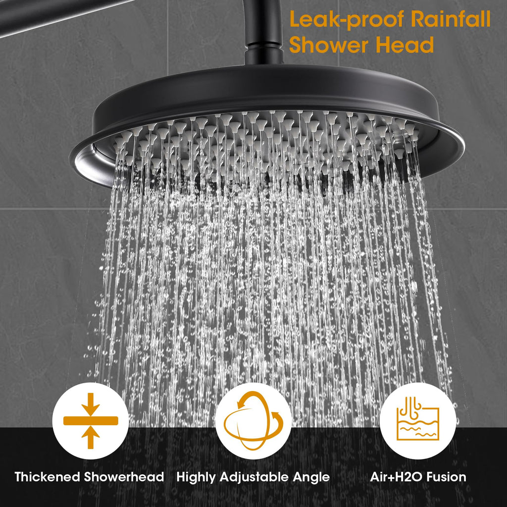 Rainfall Shower Head with Handheld Combo, Brushed Gold Shower System with Balance Pressure Valve, 9 inch Shower Head and Faucet Set, Rain Shower Head with Handheld Spray Wall Mount(B2312-BG)