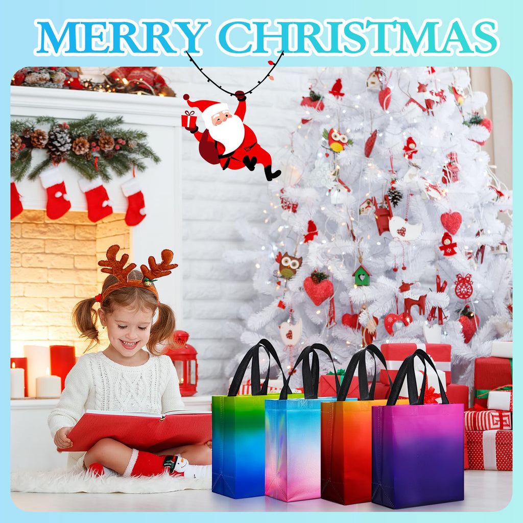 Eccliy 80 Pcs Reusable Gift Bags Set Glossy Grocery Gift Tote Bag with Hadnle for Wedding, Father's Day, Graduation, Summer Event (10 x 8 x 4.7 Inch,Black)
