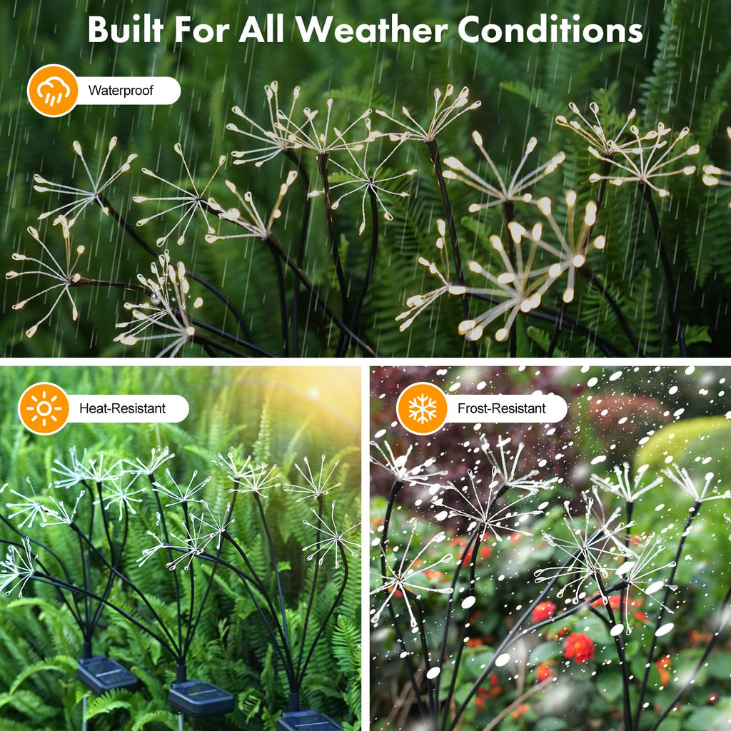 Kwaiffeo Solar Garden Lights Outdoor Waterproof Decorative Solar Lights for Outside 2 Pack with120 LED Swaying Fairy Firework Light Yard Garden Decor, Gifts for Mother's Day Mom Grandma Women