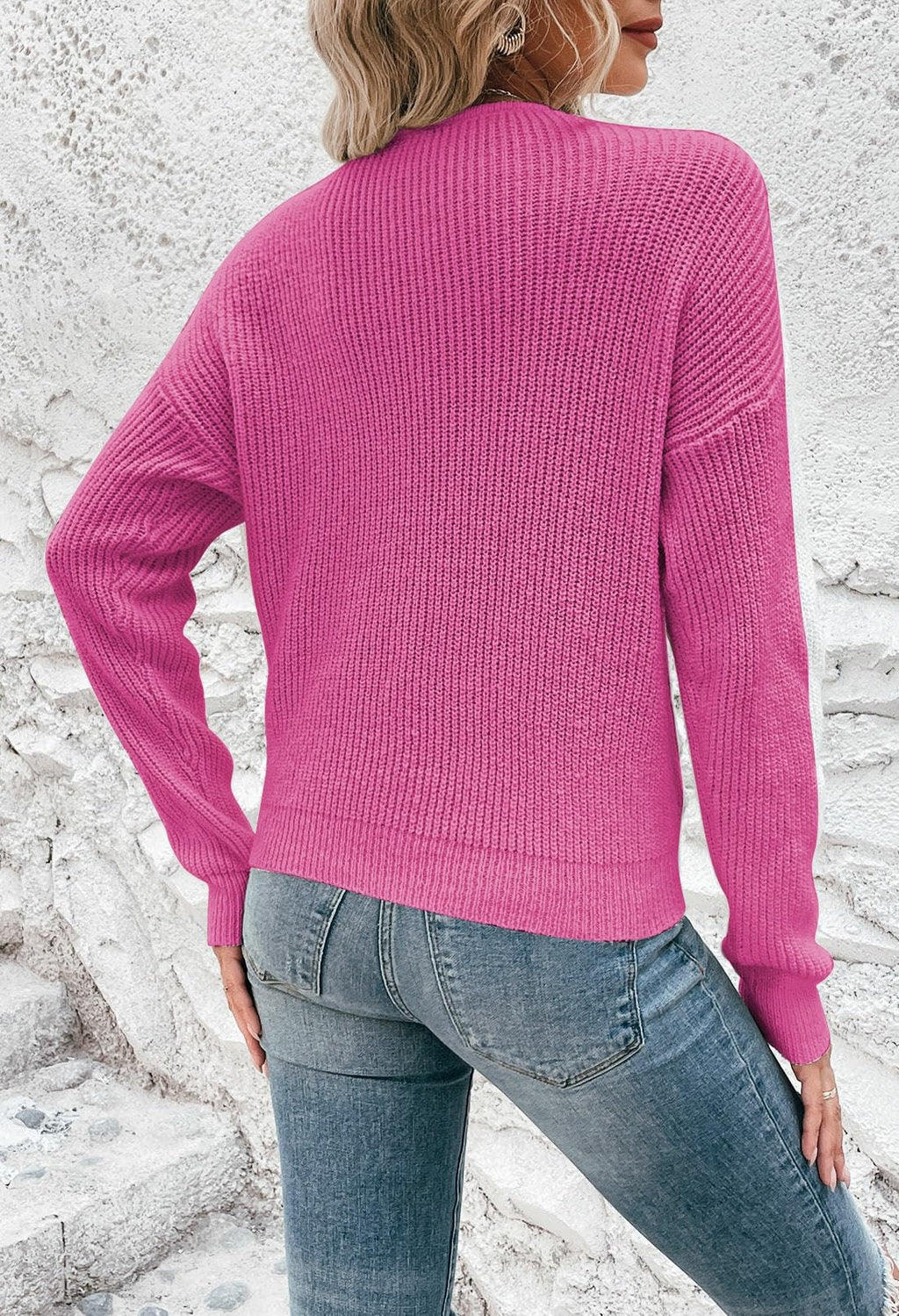 Pink Queen Women's 2026 Twist Knot Cropped Sweater V Neck Long Sleeve Knit Pullover Top Casual Fall Fashion Clothes
