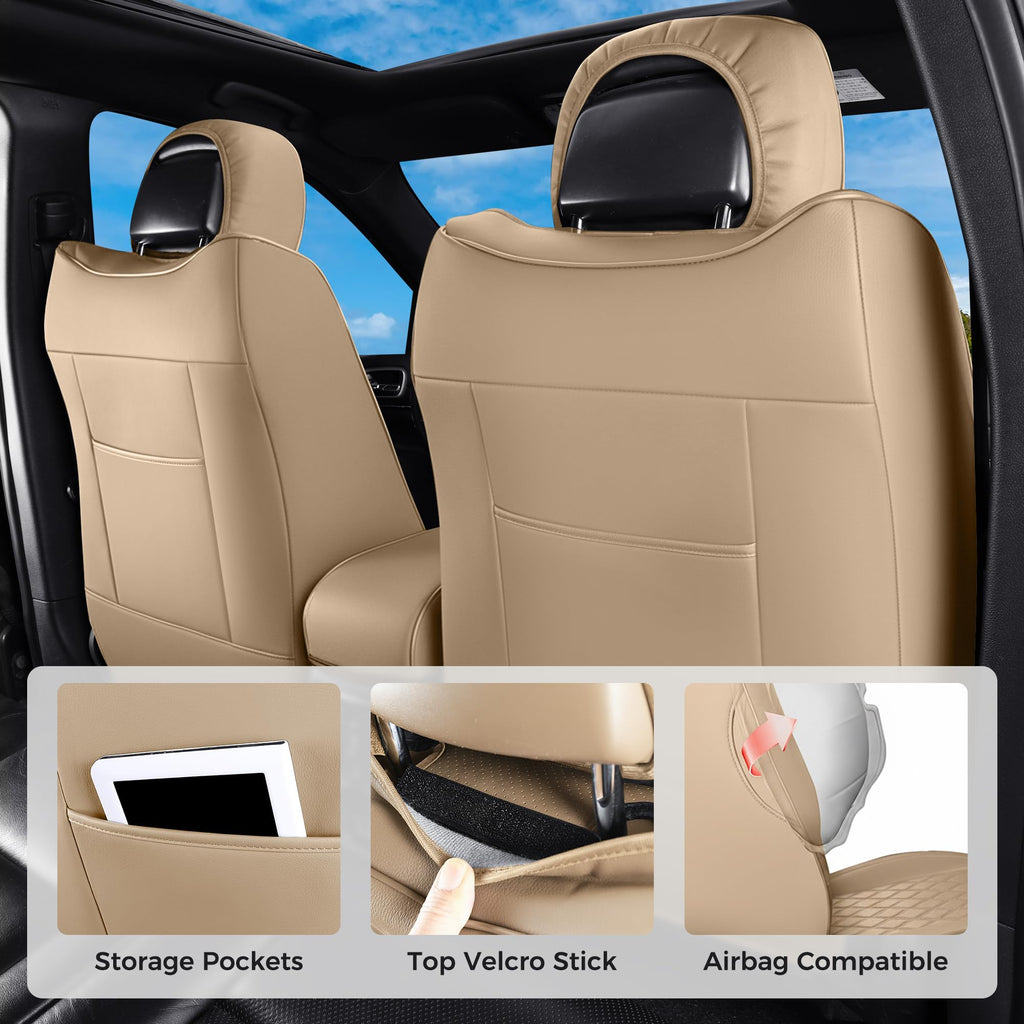 Huidasource Grand Cherokee Seat Covers, 2 Pieces Waterproof Leather Customized Car Seat Cushion Covers Protectors Compatible with Jeep Grand Cherokee 2011-2022 (2Pcs Front/Black)