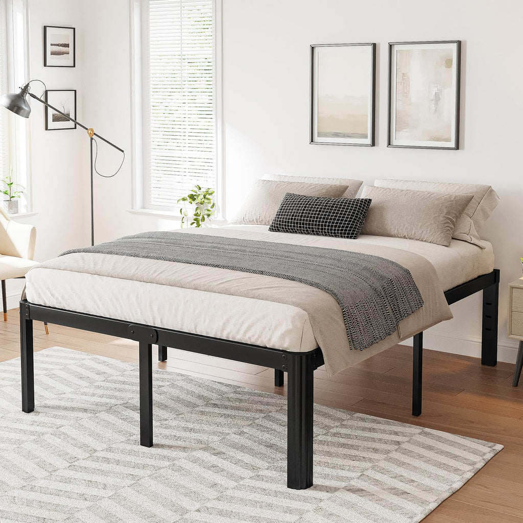 Hunlostten 16" Heavy Duty Twin Bed Frame No Box Spring Needed, Metal Platform Bed Frame Twin with Round Corners, Easy Assembly, Noise Free, Black