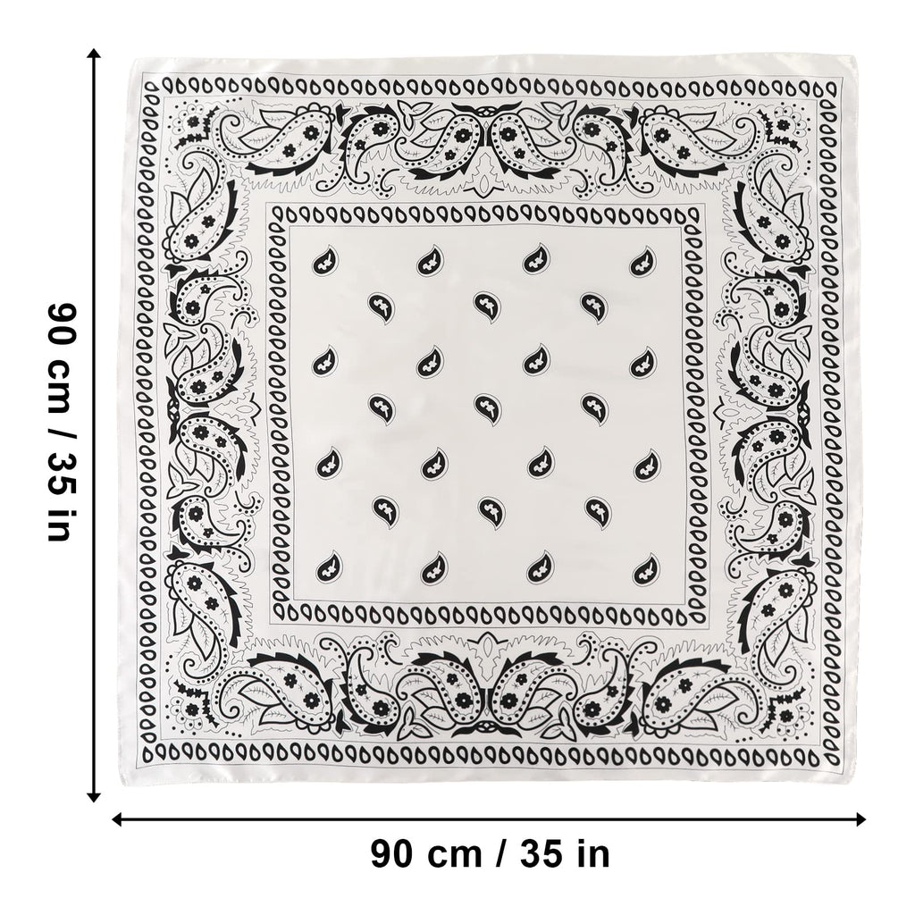 AWAYTR 35” Large Satin Square Head Scarf - 2Pcs Silk Like Floral Head Scarves Square Satin Hair Scarf Bandanas for Women