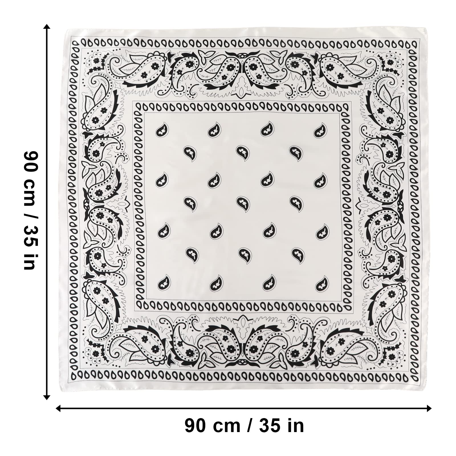 AWAYTR 35” Large Satin Square Head Scarf - 2Pcs Silk Like Floral Head Scarves Square Satin Hair Scarf Bandanas for Women