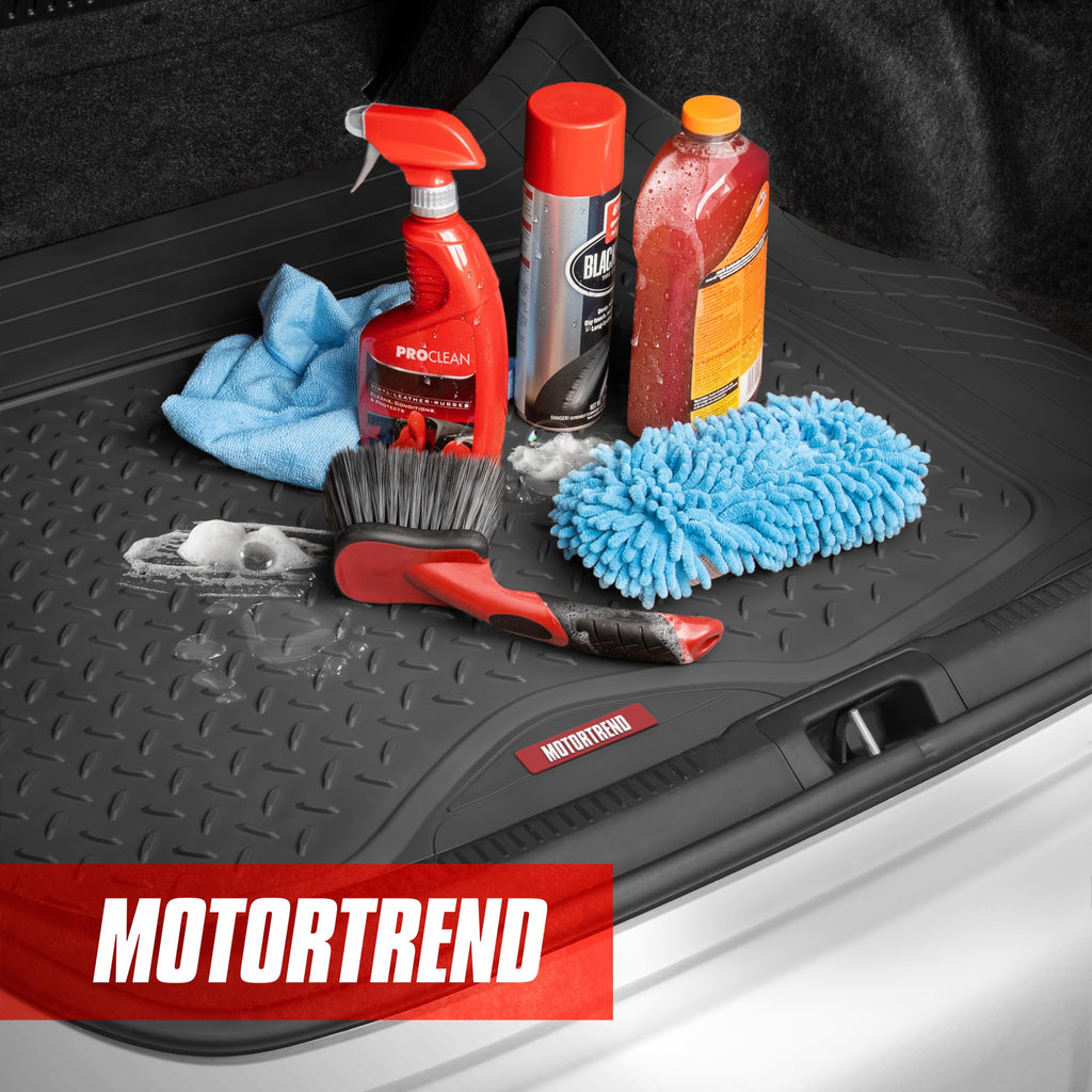 Motor Trend FlexTough™ Heavy Duty Rubber Black Car Floor Mats All Weather & Jumbo SUV Cargo Liner Full Set - Universal Trim to Fit Automotive Floor Mats & Trunk Mats for Cars Interior Accessories