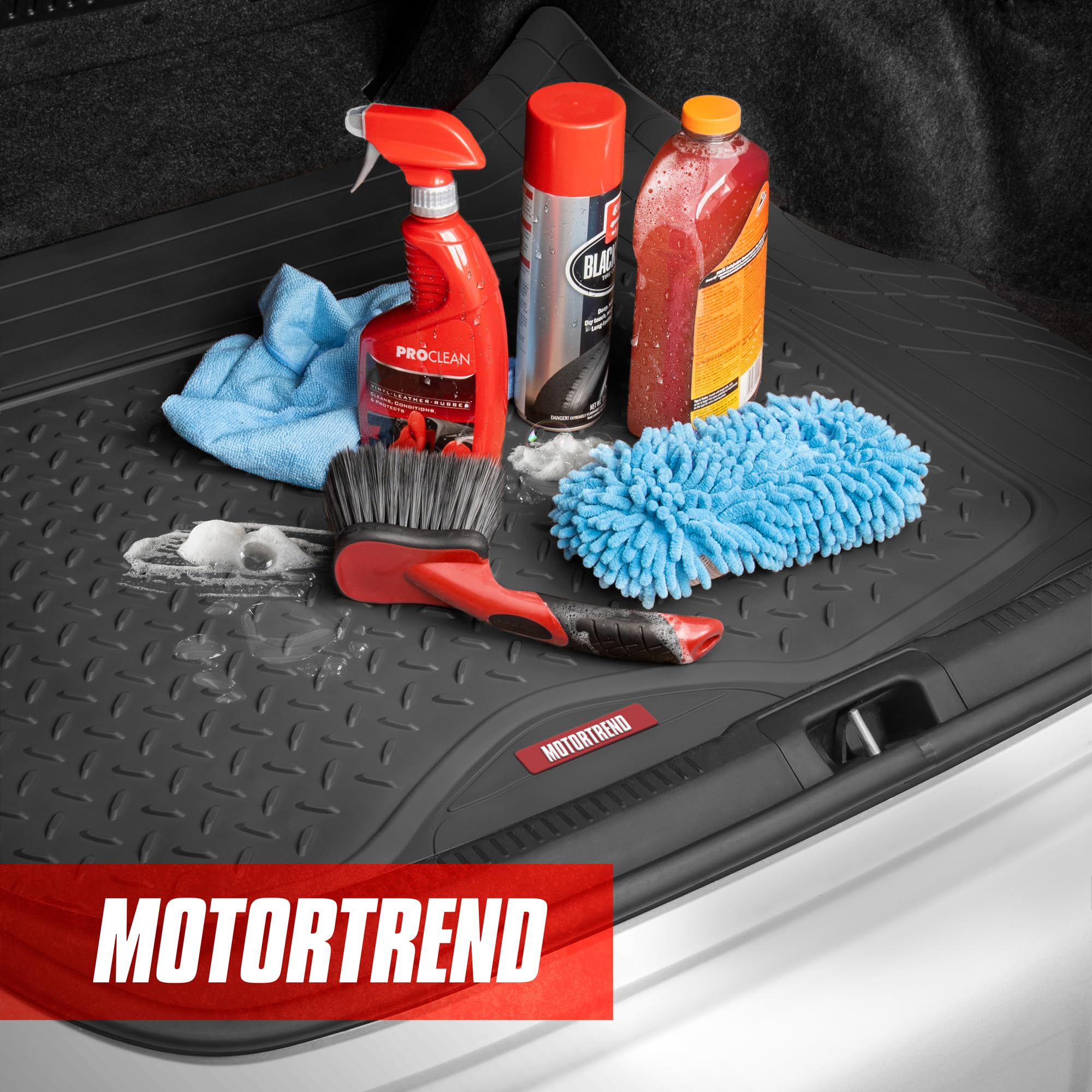 Motor Trend FlexTough™ Heavy Duty Rubber Black Car Floor Mats All Weather & Jumbo SUV Cargo Liner Full Set - Universal Trim to Fit Automotive Floor Mats & Trunk Mats for Cars Interior Accessories