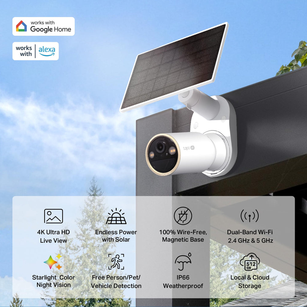 Tapo by TP-Link Wireless Outdoor Security Camera, 1080P, Up to 180 Days Battery Life, Free Person Detection, SD/Cloud Storage, Spotlight Color Night Vision, Alarm, No Hub Needed, Black, C403