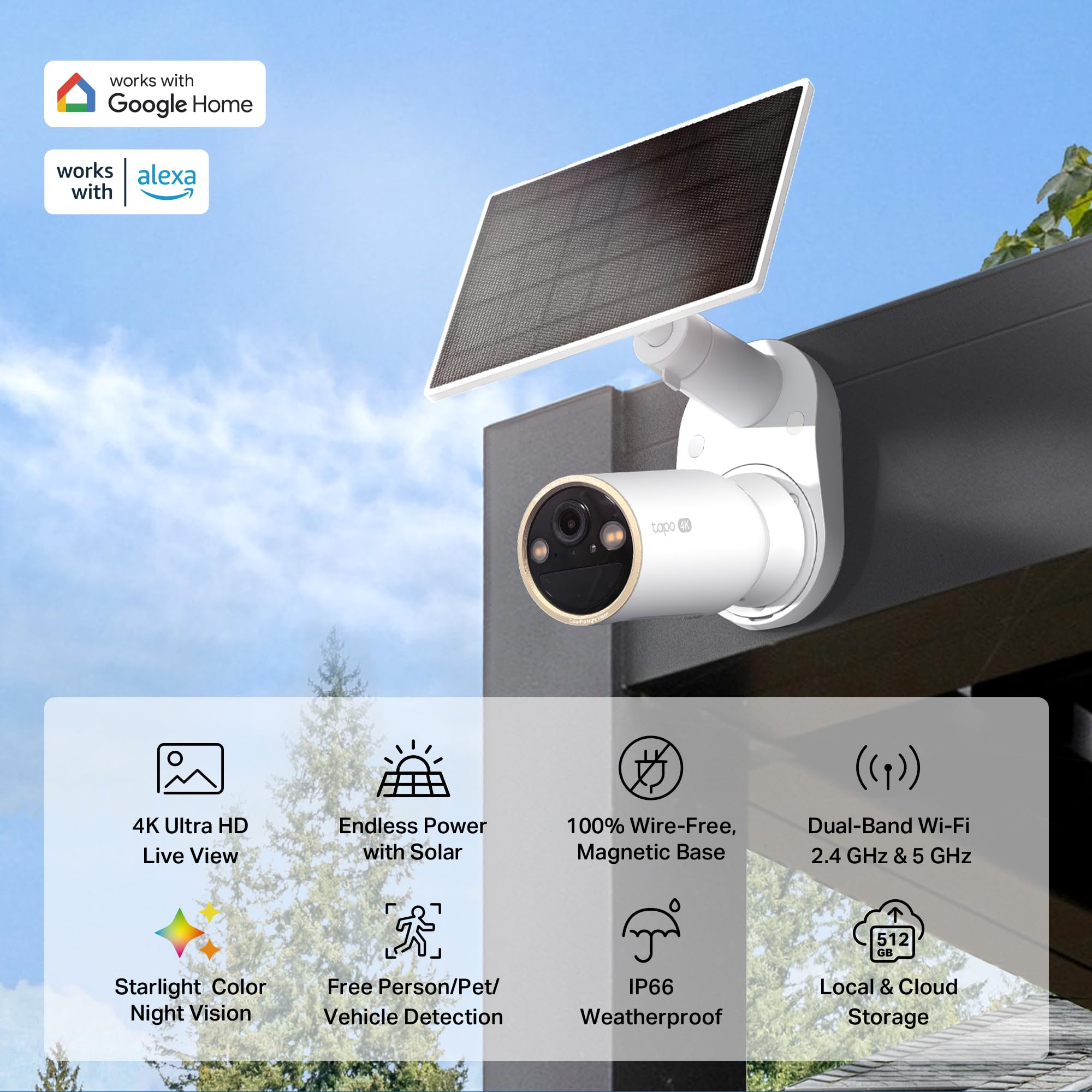 Tapo by TP-Link Wireless Outdoor Security Camera, 1080P, Up to 180 Days Battery Life, Free Person Detection, SD/Cloud Storage, Spotlight Color Night Vision, Alarm, No Hub Needed, Black, C403