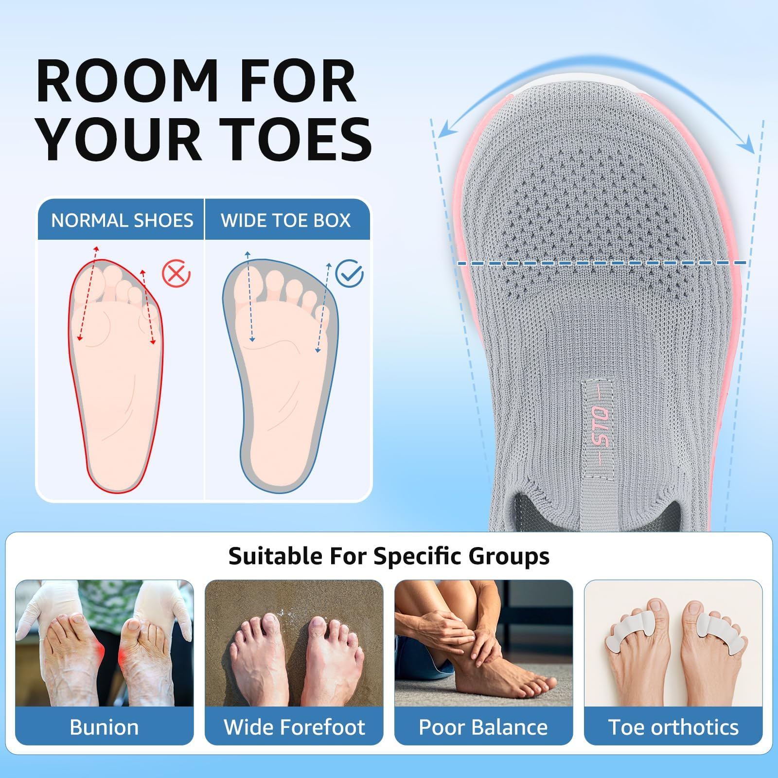 STQ Womens Walking Shoes Slip On Tennis Shoes Comfortable Lightweight Memory Foam Orthopedic Sneakers for Indoor Outdoor Gym Workout Sports