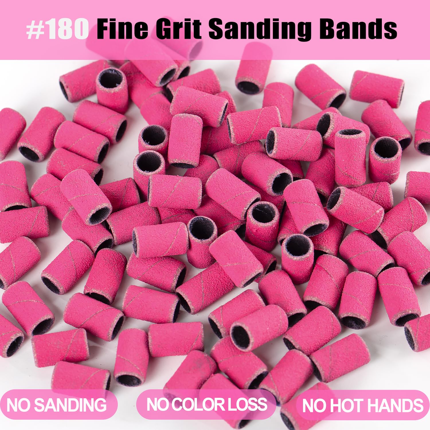Haozher Nail Drill Bits, 135 Pcs Sanding Bands for Nail Drill, Nail Tips for Drill Bits Nail Tech, Mix 80#120#180#240# Fine Grit File Sanding Bands for Acrylic Gel Manicures Pedicure
