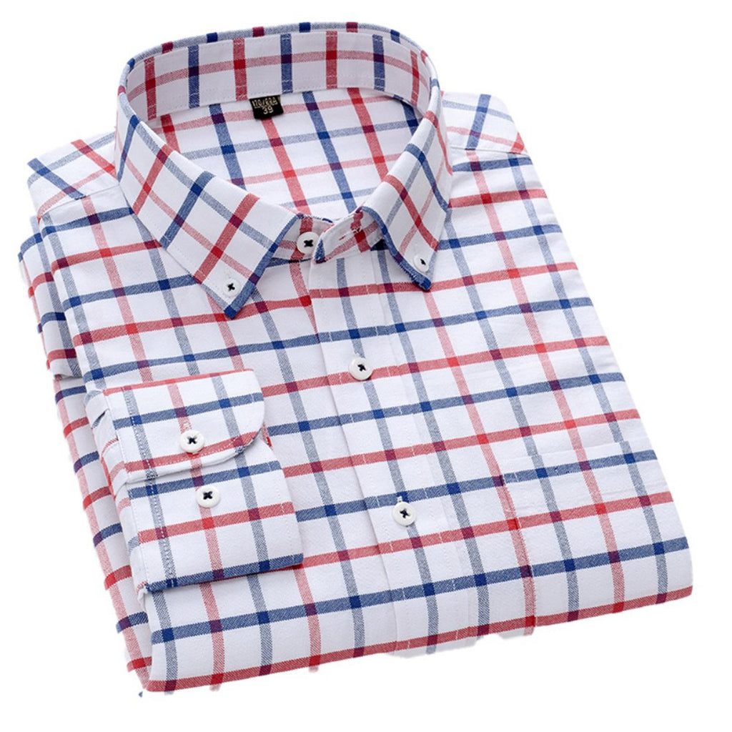 Cromoncent Mens Cotton Oxford Shirt Long Sleeve Button Down Dress Shirts with Pocket