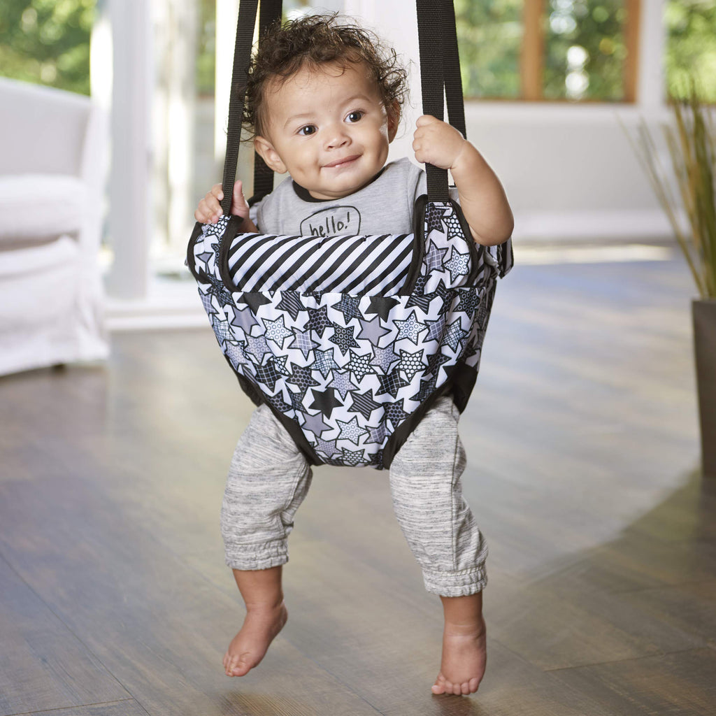 Evenflo Exersaucer Johnny Jumper Featuring Easy-to-Use Clamp Attachment for Quick and Tool-Free Set Up and Adjustable Straps to Customize The Height for Your Child, Owl