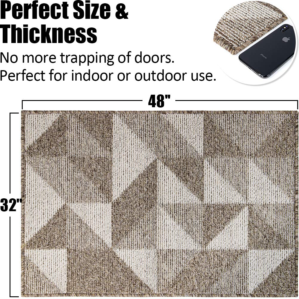 Indoor Doormat 24"x 36", Absorbent Front Back Door Mat Floor Mats, Rubber Backing Non Slip Door Mats Inside Mud Dirt Trapper Entrance Door Rug Carpet, Machine Washable Low Profile-Brown Time Cloister
