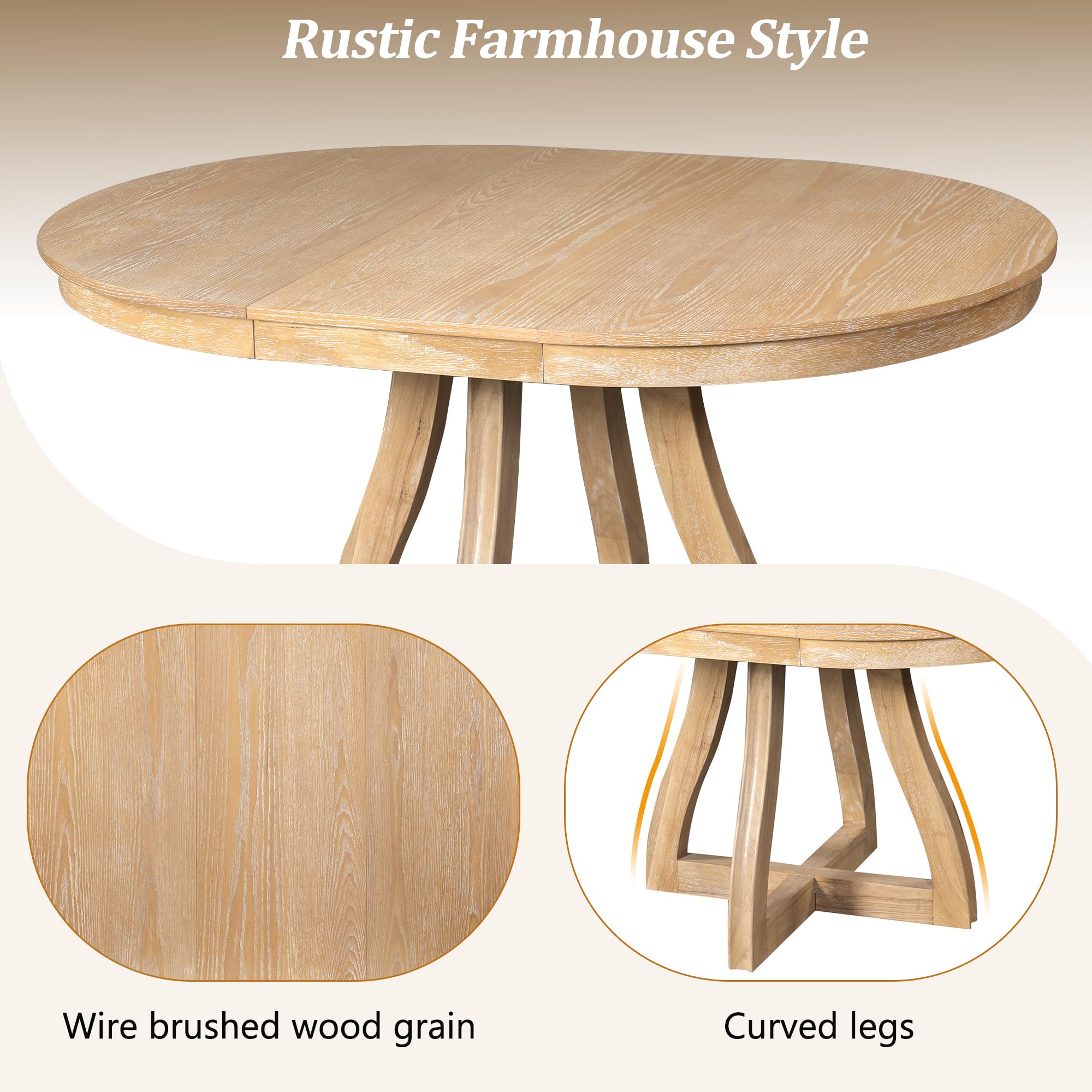 LUMISOL Round Dining Table for 4-6 People, 41"-57" Extendable Kitchen Table with 16" Removable Leaf for Small Places, Kitchen, Dining Room, Espresso