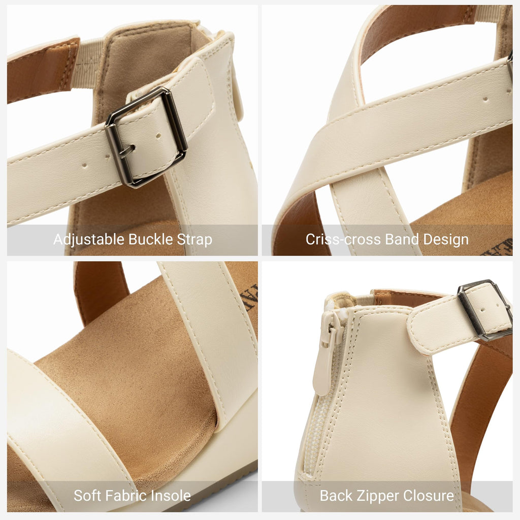 DREAM PAIRS Women's Open Toe Buckle Ankle Strap Summer Platform Wedge Sandals