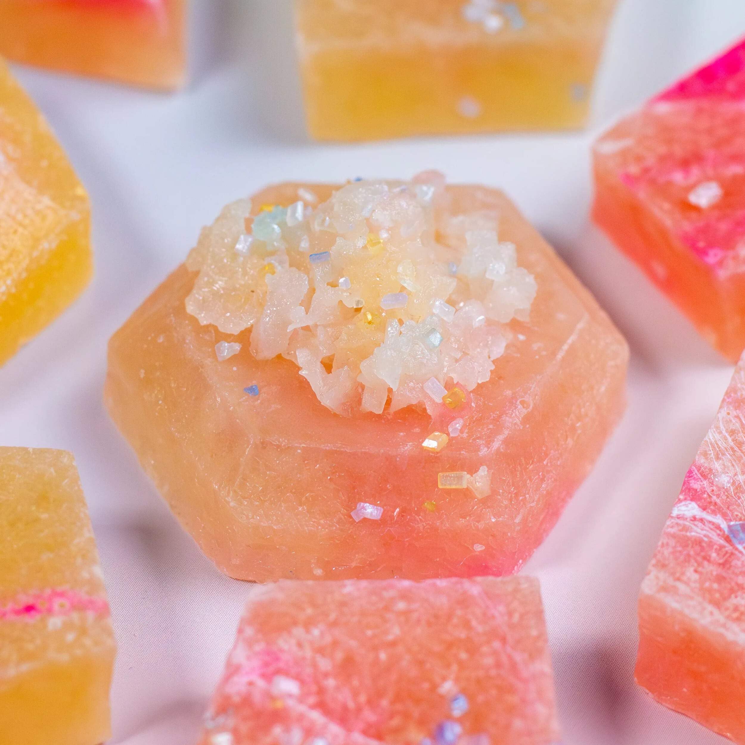 Silky Gem - Edible Lychee Flavored Aurora Crystal Candy, 8-10 pieces, Kohakutou, Edible Gem, Vegan, Gluten Free, ASMR