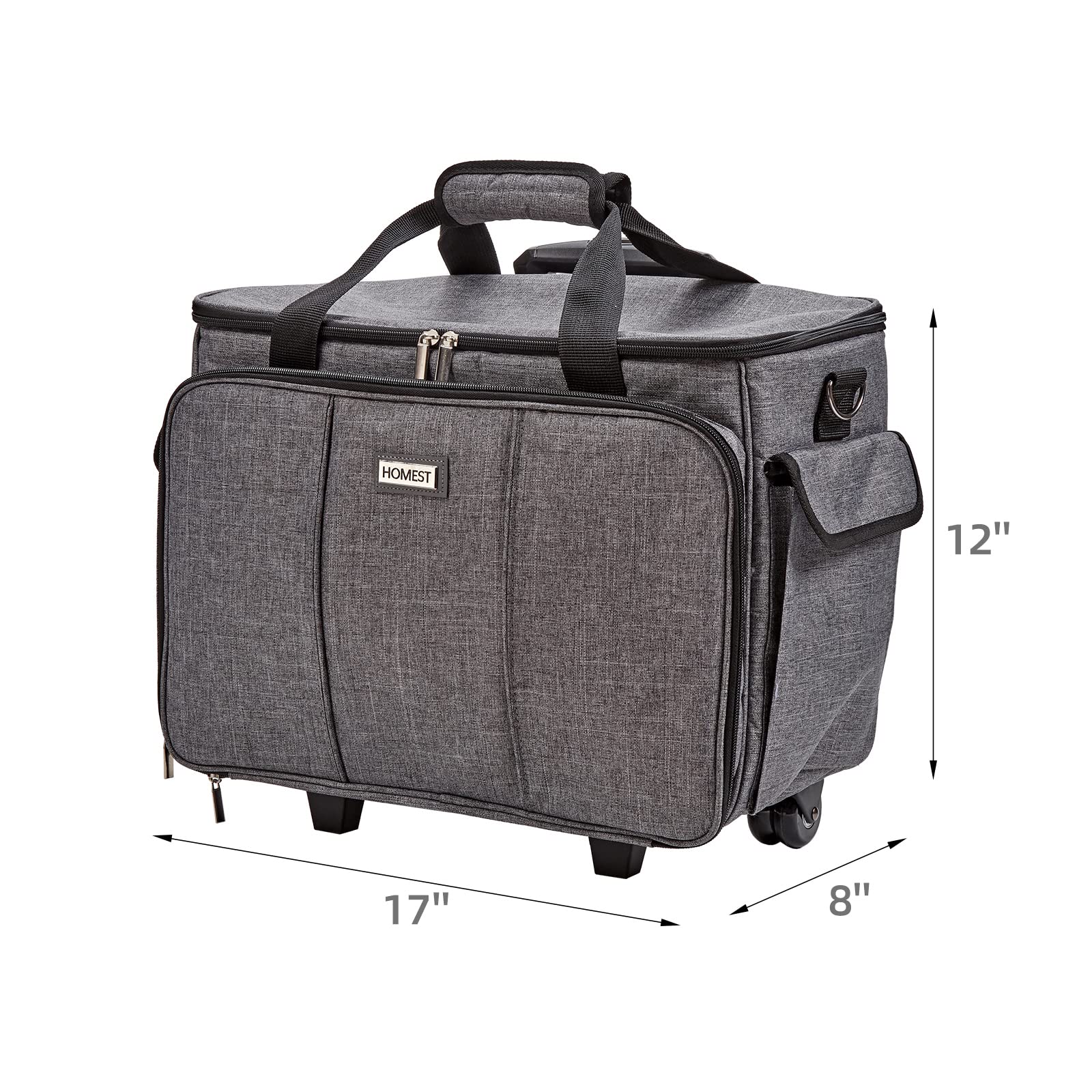 HOMEST Sewing Machine Carry Case, with Shoulder Strap and Front Pocket | Fits most standard Singer, Brother and Janome machines, with storage pockets for sewing accessories and tools, Floral