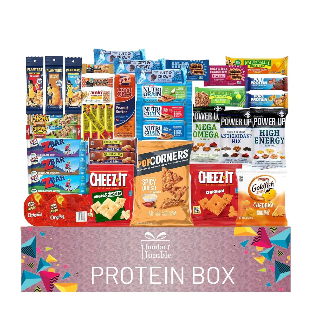 Jumbo Jumble Snack Box (25 Count) Gift Care Package Snacks Variety Pack for Adults Teens Kids Men Women school College Office Birthday (Healthy Set)