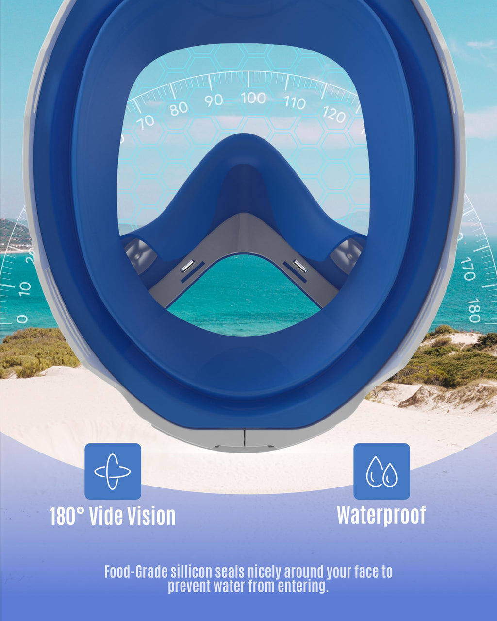 G2RISE Kids Snorkel Mask Full Face Snorkel Set, Snorkeling Gear for Kids with 180 Degree Panoramic View, Anti-Leak & Anti-Fog