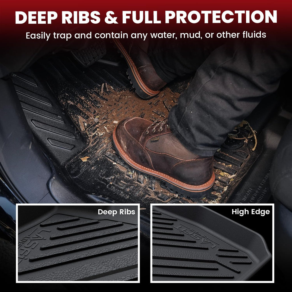 LASFIT Cargo Mat & Backrest Mats for Nissan Armada/Infiniti QX80 2019-2024, All Weather TPE Custom Fit Easy Clean Durable No-Curling Trunk Mat for Armada & QX80, Black