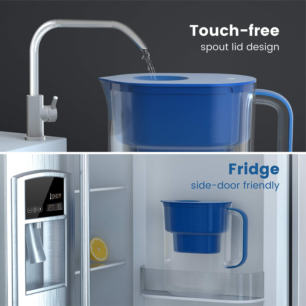 Waterdrop PT-07B Water Filter Pitcher, 10-Cup, NSF Certified Water Filter Pitcher, 200-Gallon Long-Life Filter, Reduces PFOA/PFOS and Chlorine, 5X Longer Filter Life, Blue