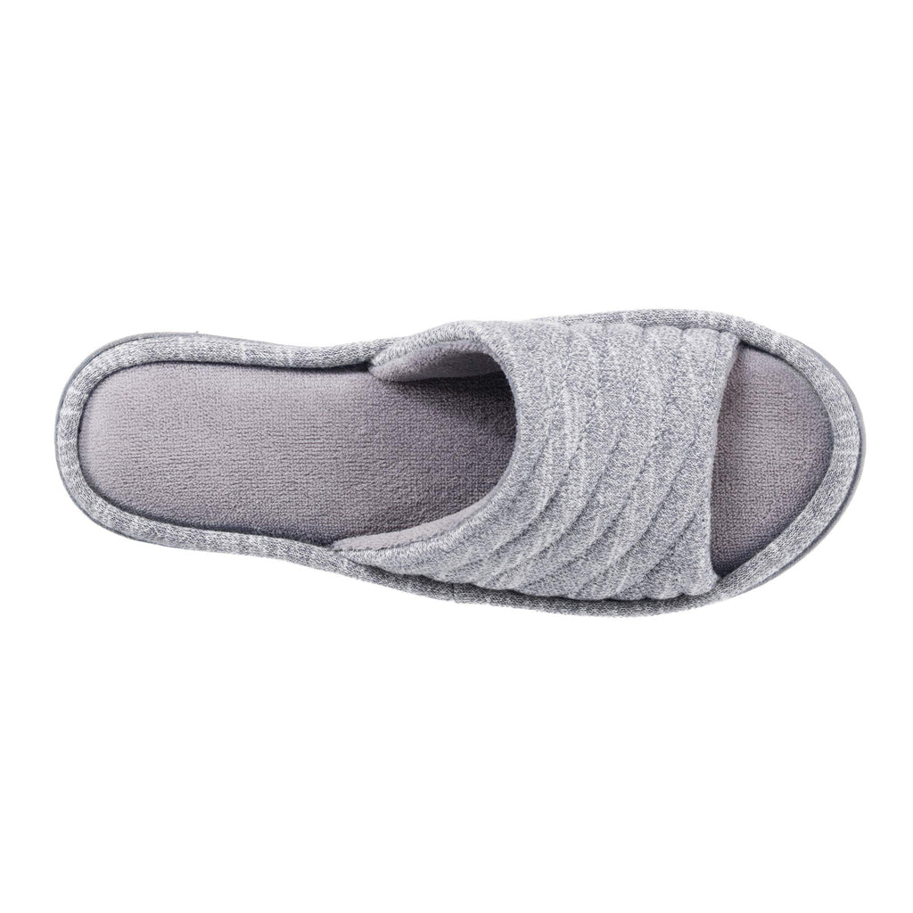 Isotoner Women's Premium Knit Slide Slippers - Moisture-Wicking Lining, Rubber Indoor/Outdoor Sole - Machine Washable House Shoes