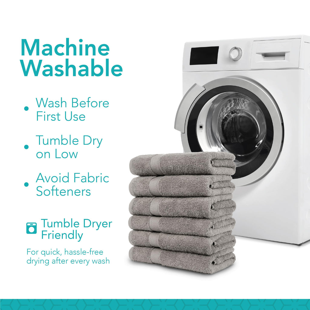 Pleasant Home Bath Towels Set of 6 (24” x 50”) 100% Cotton, 515 GSM | Lightweight, Soft & Highly Absorbent Luxury Towels for Bathroom | for Gym, Pool & Spa | 6 Pack, Gray