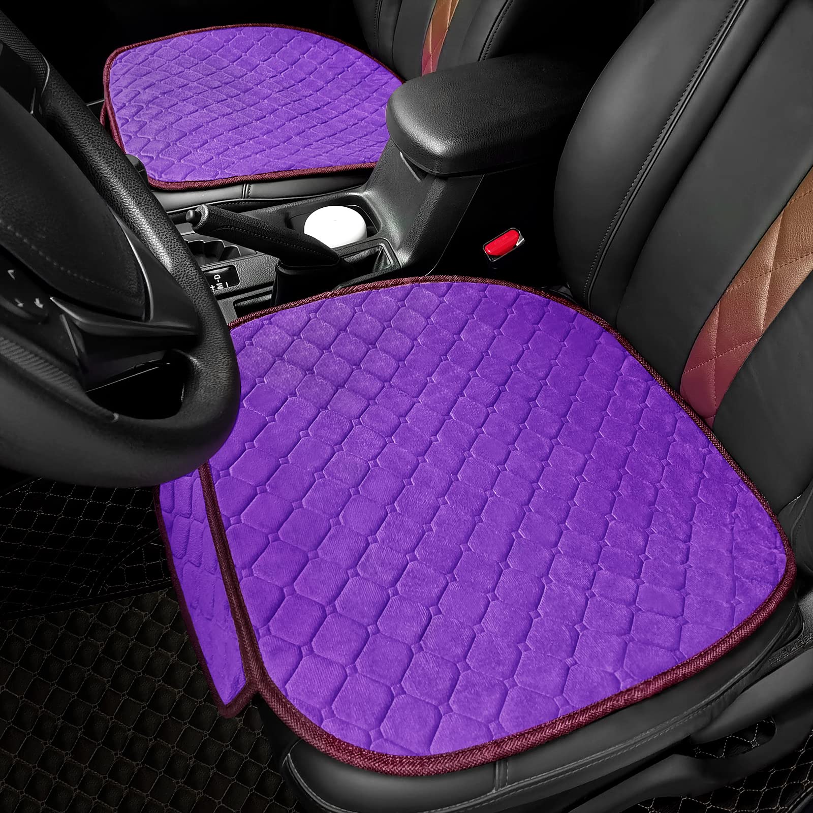 surpassme Comfortable Car Seat Covers Universal Front Seat Covers for Car Accessories, Padded Car Interior Covers for Automotive, SUV, Truck, and Van(Black)