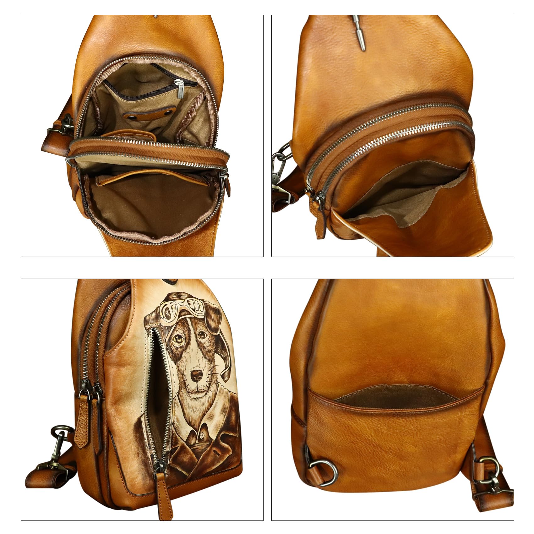 Genuine Leather Sling Bag for Men and Women Real Leather Shoulder Crossbody Bag Chest Bag Sling Backpack Purse