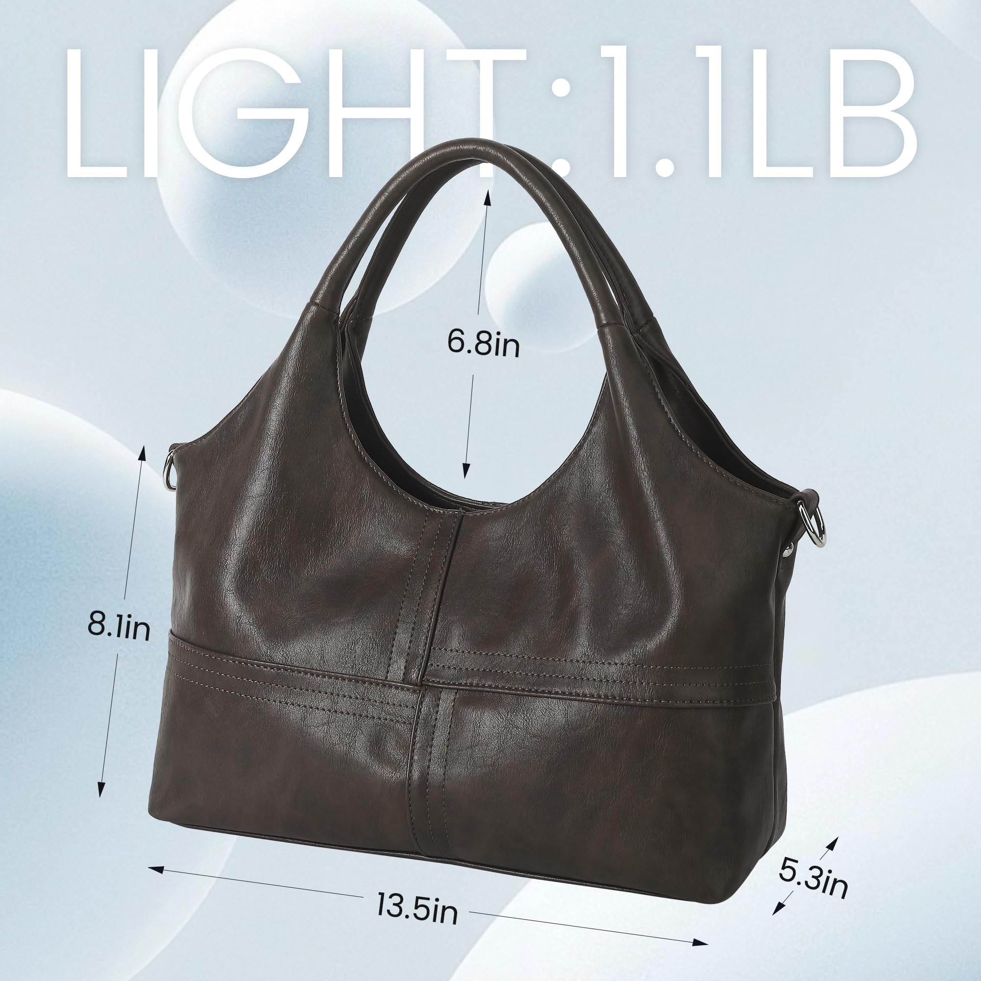 KOGTLA Medium Vegan Leather Purses for Women with Detachable Satchel Strap, Ladies Handbags, Tote Hobo Bags with Two-Handle