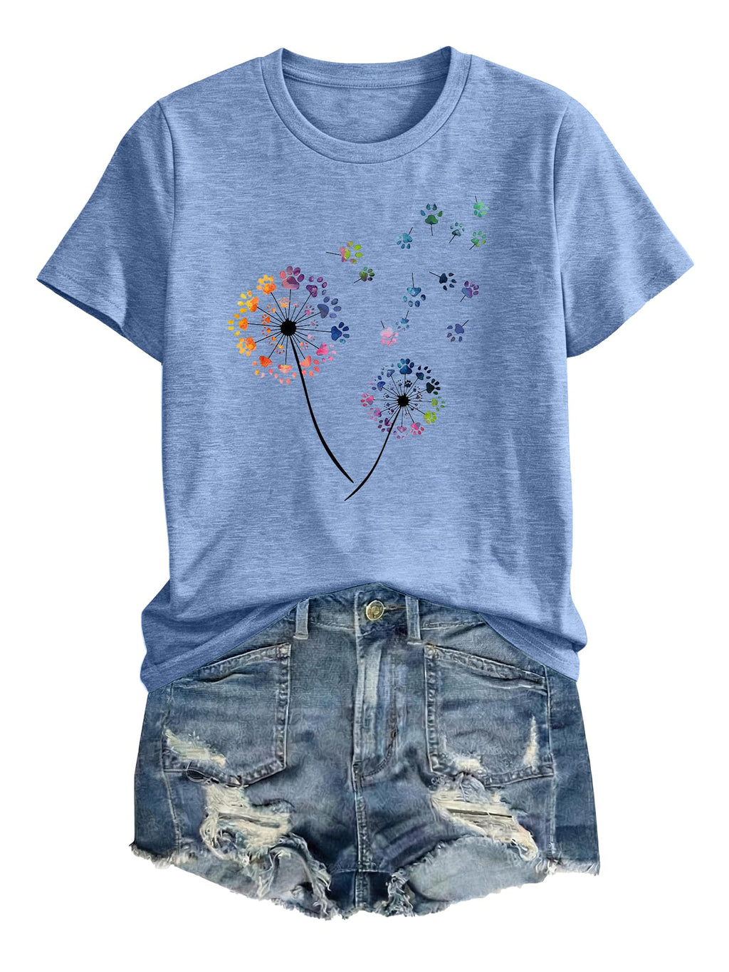 Anbech Womens Dandelion Graphic T-Shirts Teen Girls Cute Sunflower Print Casual Tee Tops