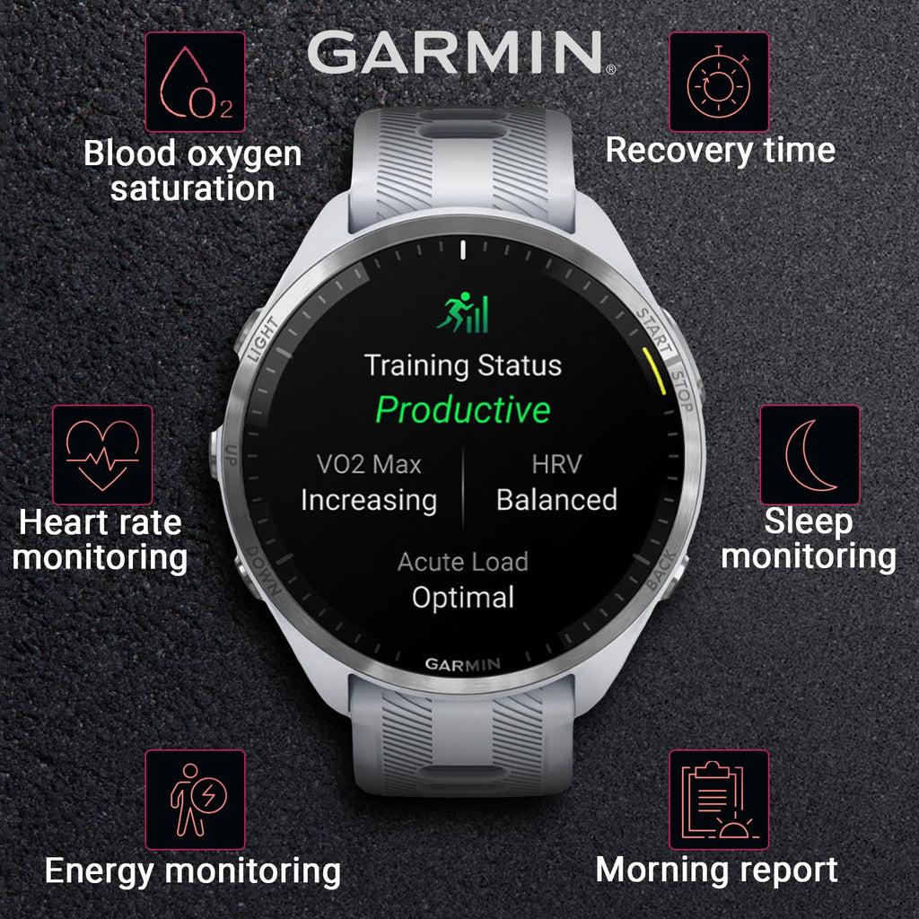 Garmin Forerunner 965 Premium GPS Running and Triathlon 47 mm Smartwatch with AMOLED Touchscreen Display, Carbon Gray DLC Titanium Bezel and Yellow Silicone Band + Black Earbuds Bundle