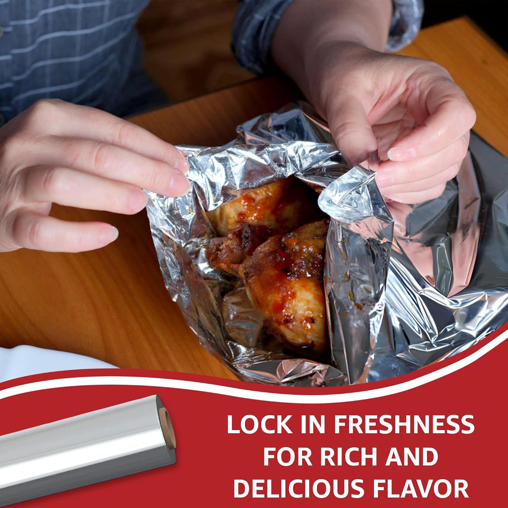 18" x 500' Heavy Duty Commercial Grade Food Safe Aluminum Foil Roll - Durable and Tear Resistant for Cooking, Grilling, and Roasting - Ideal for Restaurants, Catering, and Professional Kitchens