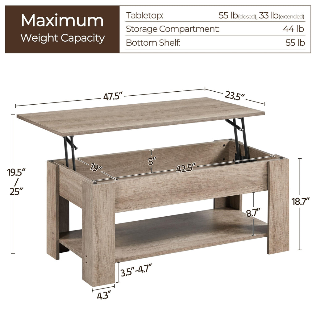 Yaheetech Wooden Coffee Table, Lift Top Coffee Table with Large Hidden Storage Shelf, Lift Tabletop Dining Tables for Living Room, Home Small Space, 38.6in, Black
