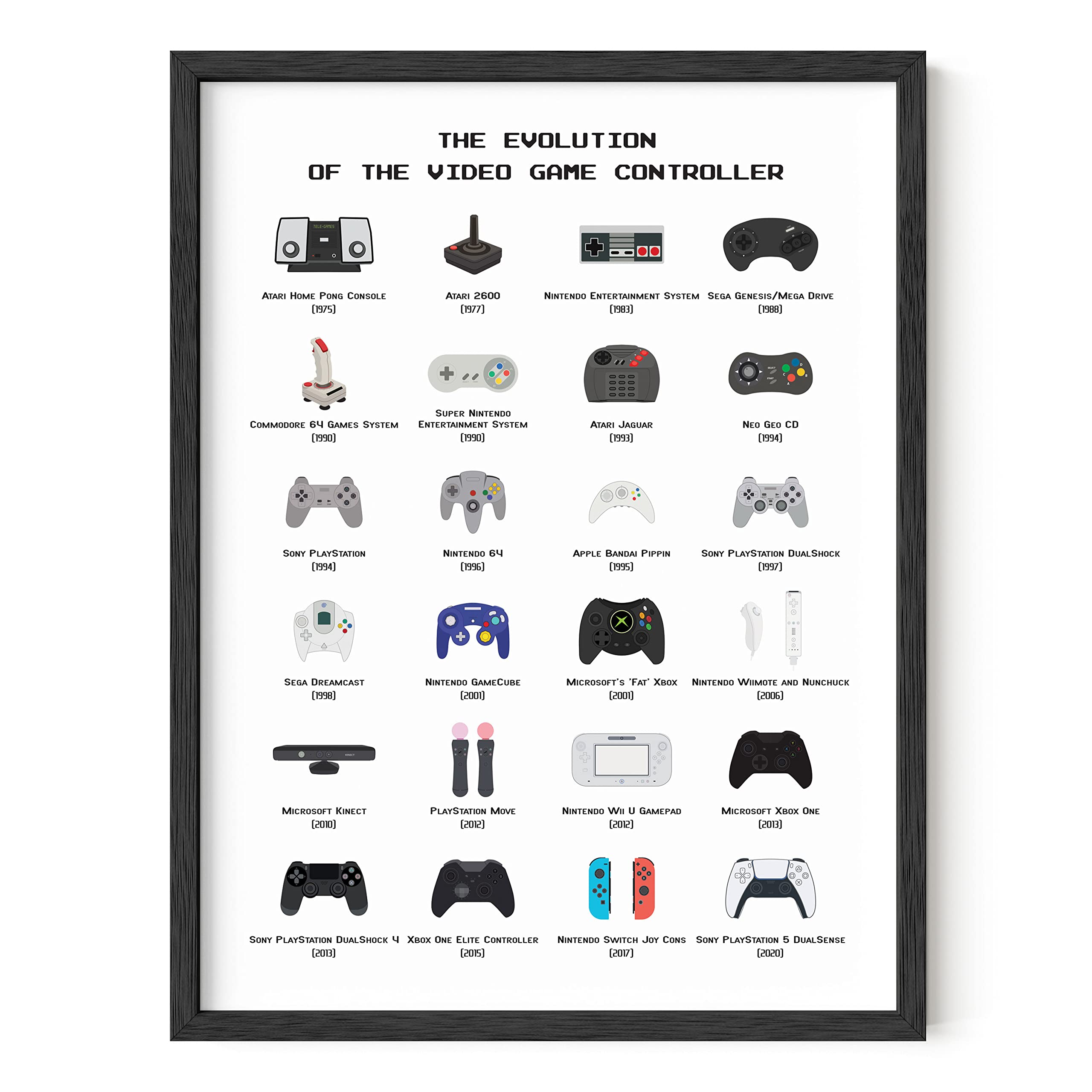 HAUS AND HUES Video Game Art, Video Game Posters for Boys Room, Gaming Room Decor for Boys Wall Decor, Gamer Wall Decor, Gaming Decorations (Beige Frame, 12x16)