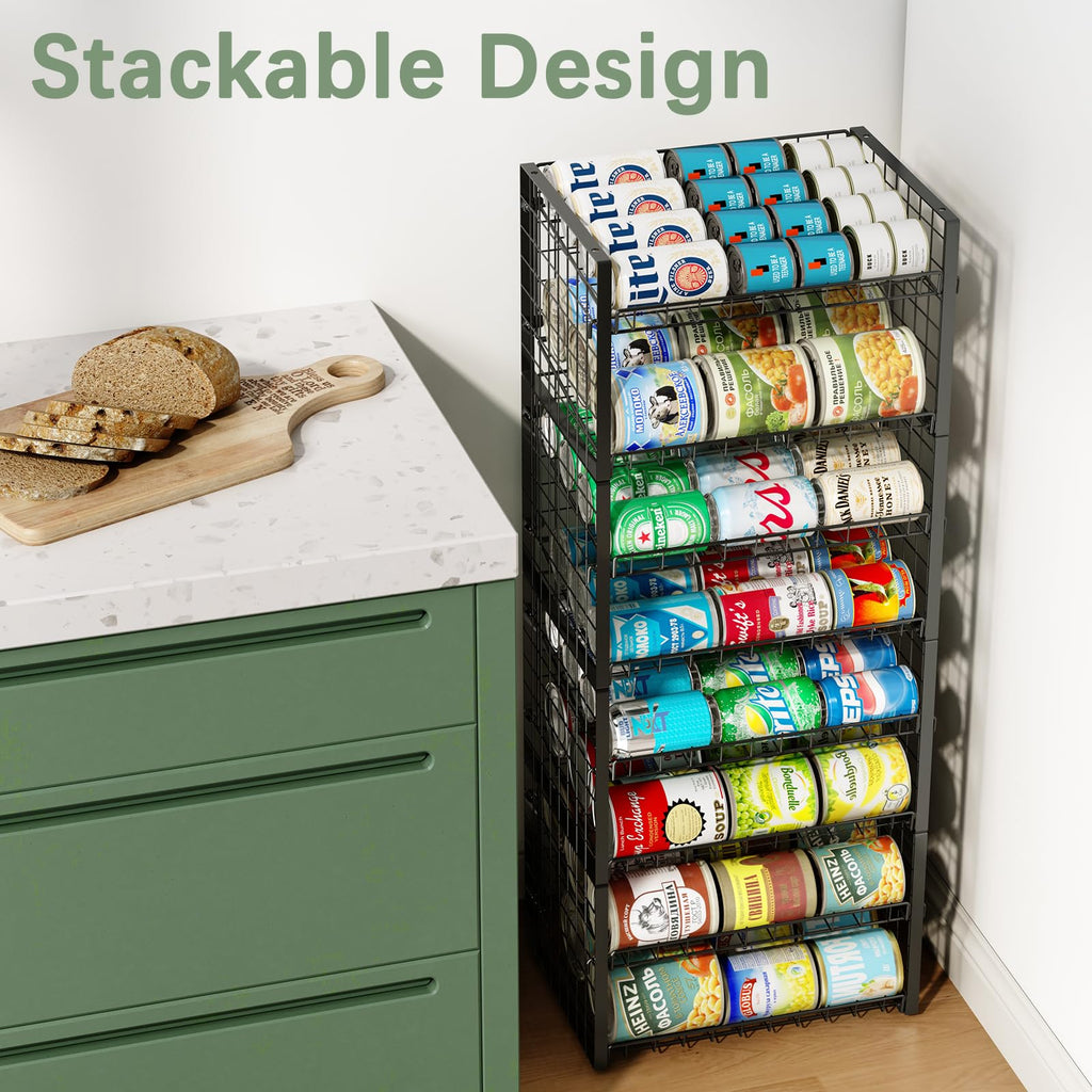 JKsmart 3-Tier Stackable Can Rack Organizer for Pantry, Adjustable Can Storage Holder for Various Ounces of Canned food Soda Drinks, Can Dispenser for Kitchen Cupboard Cabinet, 2 Pack