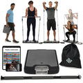 EVO Gym - Portable Home Gym Strength Training Equipment, At Home Gym | All in One Gym - Resistance Bands, Base Holds Gym Bar & Handles for Travel | Portable Gym & Home Exercise Equipment