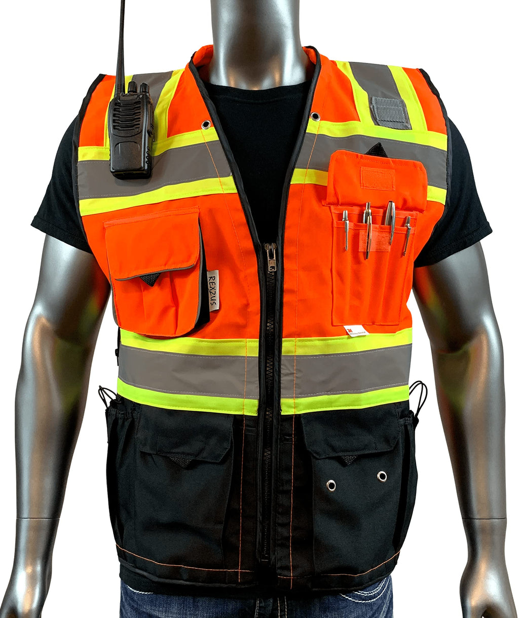 Men's Black Series Safety Vest with Zipper and Utility Pockets (Medium, Black)