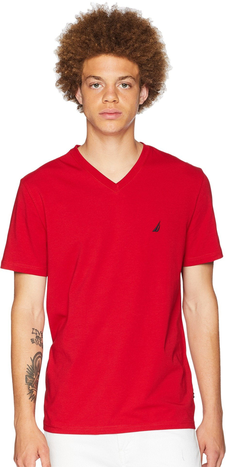 Nautica Mens Short Sleeve Solid Slim Fit V-Neck T-Shirt