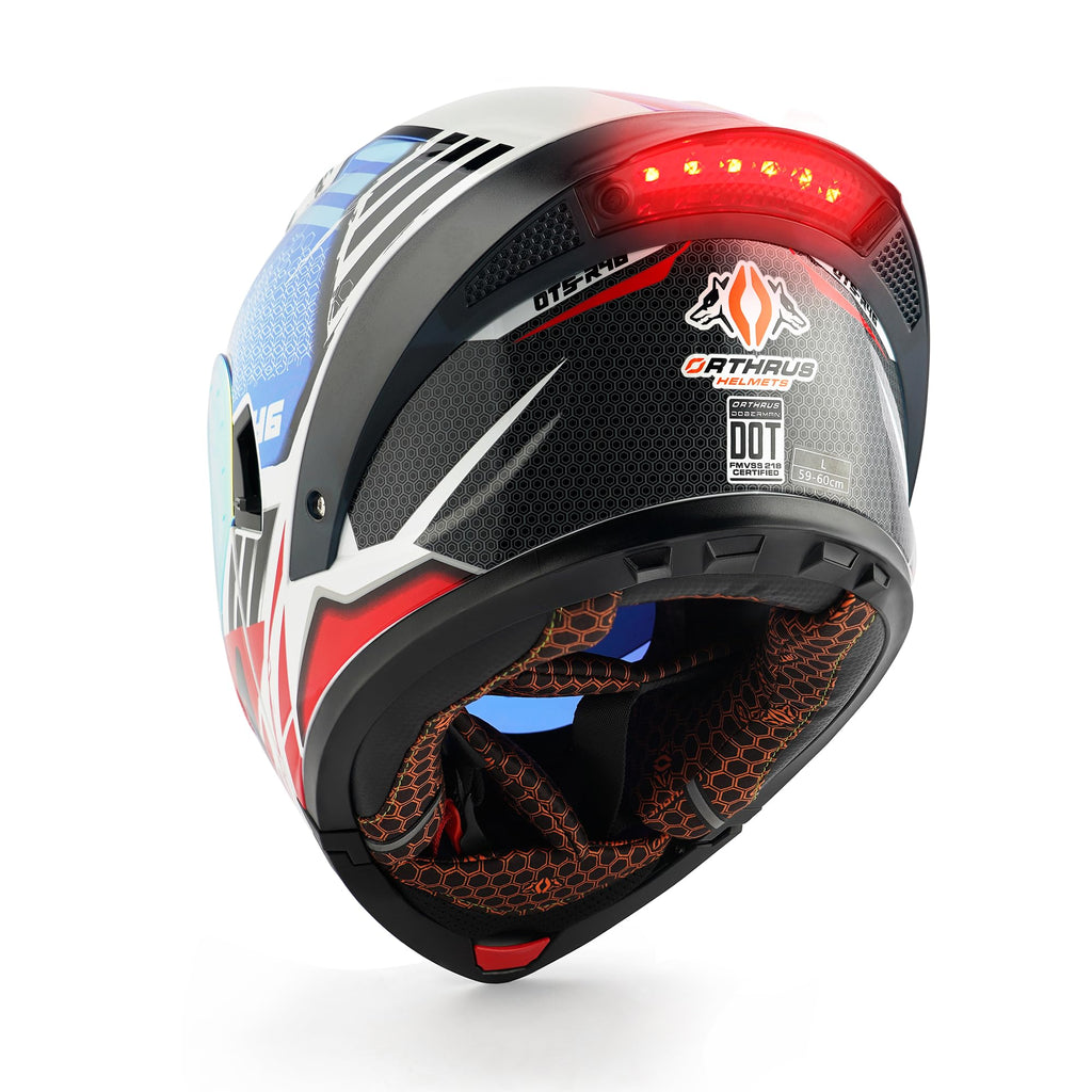 Orthrus Modular LED Full Face Motorcycle Helmet - DOT Approved Flip-Up Dual Visor Sun Shield & Bluetooth Ready for Adults Men Women - Street Bike/Motocross (Dobermann Gold, S)