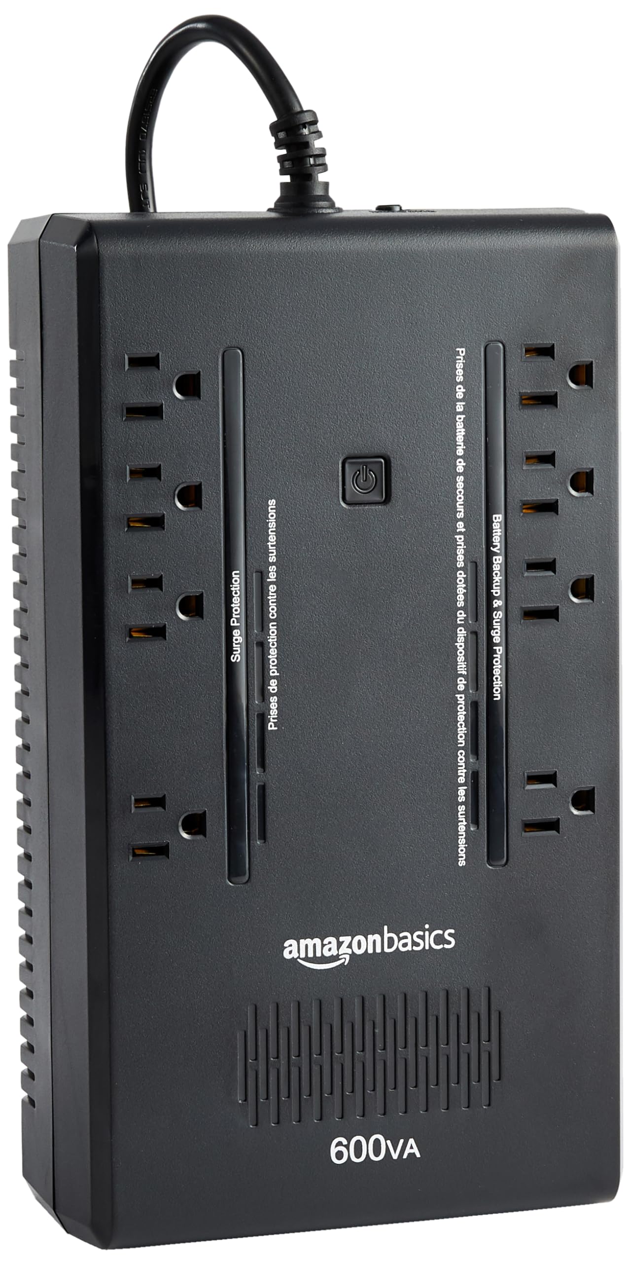 Amazon Basics UPS Battery Backup & Surge Protector, 400VA/255W, 6 Outlets, Uninterruptible Power Supply, Small Compact Size, Black