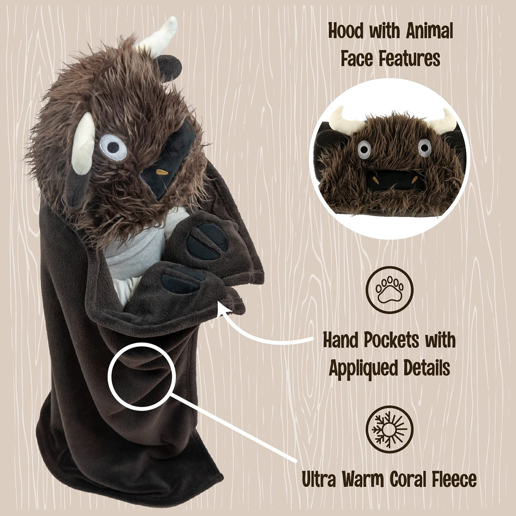 Lazy One Wearable Hooded Blanket for Kids, Animal Hooded Blanket (Bigfoot)